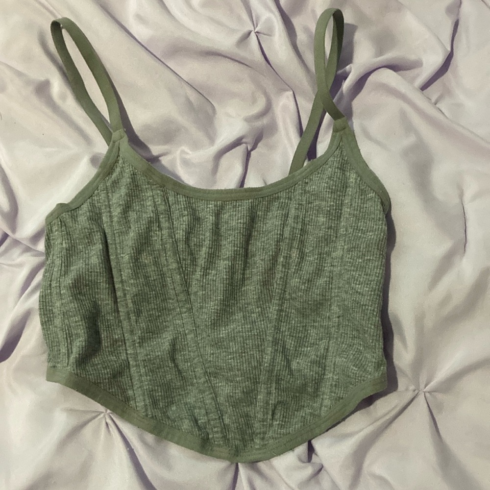 Grey Ribbed Crop Top